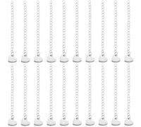 Beebeecraft 1 Box 50 Strands Heart Extender Chain 304 Stainless Steel Chain Extensions Tails Silver Jewelry Bracelet End Chain Extender for Jewelry Making Necklace Bracelet Supplies DIY Crafts (60mm)