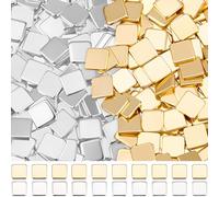 Beebeecraft 1 Box 500Pcs 24K Gold & 999 Fine Sterling Silver Plated Brass Solder for Jewelry Making 2 x 2mm Easy Welding Soldering Precut Chips Tiny Square Low Temp for Jewelry Making Repair