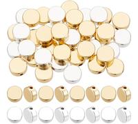 Beebeecraft 1 Box 50Pcs 2 Colors Disc Coin Beads 18K Gold & 925 Sterling Silver Plated Flat Round Spacer Beads 6x3mm Tiny Smooth Loose Beads for Bracelet Necklace Jewelry Making Hole: 1.2mm