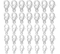 Beebeecraft 1 Box 50Pcs 5 Sizes Silver Lobster Claw Clasps Sterling Silver Plated Jewelry Bracelet Connector Clasps for DIY Craft Jewellery Chains Making Claps Hole: 1.2/1.4/1.8mm