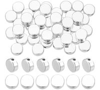 Beebeecraft 1 Box 50Pcs 925 Sterling Silver Plated Brass Coin Beads Flat Round Spacer Beads 6x3mm Tiny Coin Disc Loose Beads for Bracelet Necklace Jewelry Making Hole: 1.2mm
