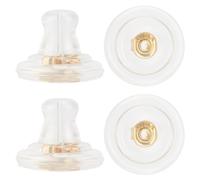 Beebeecraft 1 Box 50Pcs Clear Earring Backs Bulk Soft Silicone Real 18K Gold Plated Brass Metal Replacements Locking Secure Earrings Back Findings for Studs Droopy Ears Women Men Adults