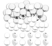 Beebeecraft 1 Box 50Pcs Coin Beads 925 Sterling Silver Plated Brass 5/6mm Flat Round Metal Spacers Beads Tiny Disc Loose Bead for Bracelet Necklace Jewelry Making