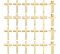 Beebeecraft 1 Box 50Pcs Cross Charms 18K Gold Plated Brass Jesus Christ Cross Pendants Charms for Jewellery Necklaces