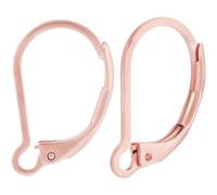 Beebeecraft 1 Box 50Pcs French Earring Hooks 304 Stainless Steel Rose Gold Hypoallergenic Dangle Leverback Earring Findings 16.5x10mm for Earrings DIY Jewelry Making