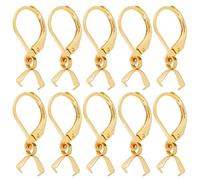Beebeecraft 1 Box 50Pcs French Earring Hooks Stainless Steel Leverback Earring Findings with Pendant Bails Golden Earring Supplies for Jewellery Making