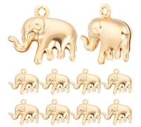 Beebeecraft 1 Box 50Pcs Luck Animal Charms 24K Gold Plated Brass Cute Elephant Charms for DIY Jewelry Making Gifts Supplies