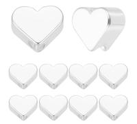 Beebeecraft 1 Box 50Pcs Metal Heart Beads Bulk 925 Sterling Silver Plated Heart Spacer Beads Metal Love Hearts Charms Loose Beads for Jewelry Making Beading Bracelet Necklaces Wedding Valentine's Day