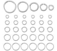 Beebeecraft 1 Box 50Pcs Open Jump Rings 925 Sterling Silver Single Loop 3/4/5/6/7mm Small Circle Frames Key Chain Connector Rings for Jewelry Making
