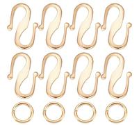 Beebeecraft 1 Box 50Pcs S Hook Clasps 24K Gold Plated Hook Ring Toggle Clasps Connectors with 100Pcs Open Jump Rings Wire Hanger Jewelry Findings for DIY Necklace Bracelet Making