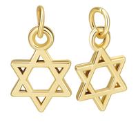 Beebeecraft 1 Box 50Pcs Small Star of David Charms 18K Gold Plated Jewish Star Charms Hollow Six-pointed Star Charms with Side Jump Ring for Jewelry Making Diy Crafts Bracelets Necklace Accessories