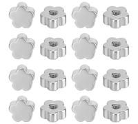 Beebeecraft 1 Box 50Pcs Stainless Steel Screw Backs (Hole: 0.8mm/20 Gauge) Flat Flower Earring Backs Replacement Metal Silver Ear Nuts for Jewelry Earring Making Supplies
