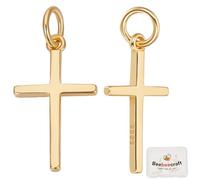 Beebeecraft 1 Box 5Pcs 0.63x0.37 Inch Cross Pendant Charms Real 18K Gold Plated 925 Sterling Silver Crucifix Charms for DIY Jewelry Making