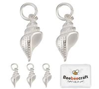 Beebeecraft 1 Box 5PCS Silvery Conch Shell Charms 925 Sterling Silver Ocean Charms Sea Life Pendants with Hole for DIY Jewelry Making Arts Crafts (16 * 7mm)