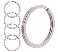 Beebeecraft 1 Box 5Pcs Split Key Rings Bulk 30mm Titanium Alloy Round Metal Silver Keychain Rings Keyrings for Car Keys Attachments Pendants Dog Tag Lanyards Luggage Home School Office