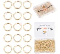 Beebeecraft 1 Box 600Pcs Golden Jump Rings, 5.5mm Real 14K Gold Plated Brass Round Open Jump Rings Small Circle O Ring Connectors Finding for Jewellery Making Earrings Bracelets DIY Craft