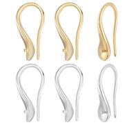 Beebeecraft 1 Box 60Pcs 2 Color French Wire Earring Findings 18K Gold Plated Brass Dangle Silver Half Drilled Beads Earring Hooks for Jewellery Making Supplies DIY Crafts Women