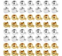 Beebeecraft 1 Box 60Pcs 2 Styles Crimp Beads for Jewellery Making 18K Gold Plated Brass Round Spacer Bead Covers Stopper Crimp for Bracelet Necklace Ends Jewellery Making