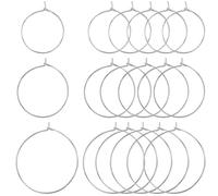 Beebeecraft 1 Box 60Pcs 3 Sizes Beading Earring Hoops Pure Titanium Round Hoop Earring Findings 20mm 25mm 30mm Wine Glass Charms Rings Earring Wires for Hoop Earrings Making Kit Wine Glass Marker
