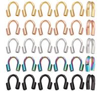 Beebeecraft 1 Box 60Pcs 5 Colors 316 Stainless Steel Wire Guardian U Shape Wire Guard Loops 0.7mm Thread Protector for Jewellery Making Earring Bracelet Necklaces