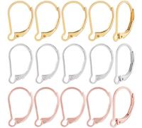 Beebeecraft 1 Box 60Pcs Leverback French Earring Hooks 24K Gold & Rose Gold & Sterling Silver Plated Stainless Steel Hypoallergenic Dangle Ear Wire Findings 16.5x10mm for Earrings DIY Jewelry Making