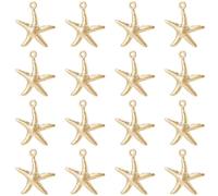 Beebeecraft 1 Box 60Pcs Starfish Charm 24K Gold Plated Stainless Steel Sea Stars Ocean Animal Beach Hawaii Summer Charms for Jewellery Making Bracelet Necklace Earring Anklet Diy Crafts