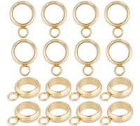 Beebeecraft 1 Box 60Pcs Tube Bails 18K Gold Plated Stainless Steel Round Bail Beads Small Hanger Connector Links with 1.6mm Hole for Crafts Jewelry Making