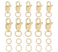 Beebeecraft 1 Box 6Pcs 2 Sizes Lobster Clasps 18K Gold Plated Lobster Claw Jewelry Bracelet Clasps Connector with 12Pcs 4/5mm Open Jump Ring for DIY Craft Jewellery Chains Making Claps