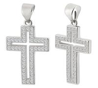 Beebeecraft 1 Box 6Pcs Cubic Zirconia Cross Charms High Polish Hollow Jerusalem Crucifix Charms with Pinch Clip for Jewellery Making Bracelet Necklace Accessories Diy Craft Supplies 21x12.5x1.5mm