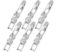 Beebeecraft 1 Box 6Pcs Cubic Zirconia Foldover Clasps Silver Brass Fold Over Extender Clasp for Necklaces Bracelets Watch Band DIY Jewelry Making Accessories