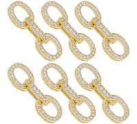 Beebeecraft 1 Box 6Pcs Fold Over Clasps 18K Gold Plated Brass Oval Cubic Zirconia Bracelet Clasps Extenders for Necklace Jewelry Making Diy Crafts