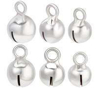 Beebeecraft 1 Box 6Pcs Jingle Bells Charm 925 Sterling Silver Christmas Bell Charms 3 Sizes Bell Beads Charm for Bracelet Necklace DIY Craft