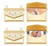 Beebeecraft 1 Box 6Pcs Locket Charms Real 18K Gold Plated Hand Bag Shape Photo Frame Pendant Charms for Jewelry Making Memorial Gift
