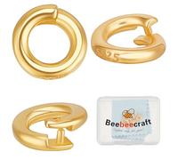 Beebeecraft 1 Box 6Pcs Locking Jump Rings 24K Gold Plated 925 Sterling Silver OD 6mm ID 3.5mm Circle Clasp Ring Connector Open End Jump Rings for Necklace Bracelet Keychain Jewelry Making