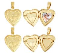 Beebeecraft 1 Box 6Pcs Memory Locket Charms Real 18K Gold Plated Brass Heart Locket Charms Openable Valentine's Day Photo Frame Charm for Jewellery Making Necklace Supplies DIY Craft