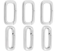 Beebeecraft 1 Box 6Pcs Stainless Steel Spring Gate Rings Rectangle Smooth Spring Clasp Connector Extender for Necklace Keychain Bags Jewelry Making