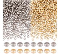 Beebeecraft 1 Box 800Pcs Round Crimp Beads 24K Gold Plated 304 Stainless Steel 1mm Hole Spacer Stoppers Beads Tiny Beads for DIY Jewelry Necklace Bracelet Craft Making