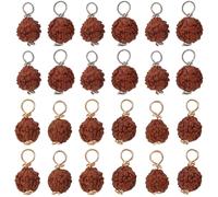 Beebeecraft 1 Box 80Pcs 2 Colors Rudraksha Charm Natural Wood Mala Beads Meditation Prayer Beads Pendants Charms with Copper Loop for Jewelry DIY Making Necklace