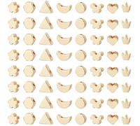 Beebeecraft 1 Box 80Pcs 8 Styles Metal Spacer Beads Bulk Real 18K Gold Plated Round Heart Butterfly Moon Flower Hexagon Triangle Crown Bead Charms for Jewelry Making Bracelets Necklaces Earring Crafts