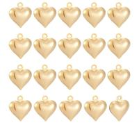 Beebeecraft 1 Box 80Pcs Puffy Gold Heart Charms 3D Valentines Charms Real 24K Gold Plated Brass Small Hearts Love Aesthetics Pendants for Necklaces Bracelets Earrings Jewelry Making DIY Crafts
