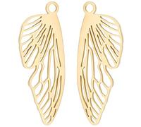 Beebeecraft 1 Box 8Pcs Butterfly Wing Charms 24K Gold Plated Insect Flying Wing Pendant Charms Jewellery Making Findings for DIY Bracelet Necklace