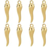 Beebeecraft 1 Box 8Pcs Chili Charms 18K Gold Plated Pepper Charms Cornicello Horn Good Luck Charm for Pendant Earring Bracelet Jewelry Making