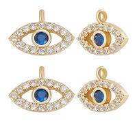 Beebeecraft 1 Box 8Pcs Evil Eye Charms 18K Gold Plated Cubic Zirconia Blue Oval Ojo Turco Charms for Jewellery Making Necklace Bracelet DIY Crafts