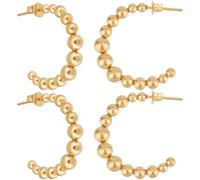 Beebeecraft 1 Box 8Pcs Half Hoop Earrings Real 18K Gold Plated 304 Stainless Steel Round Ball Hoop Stud Earring for Women