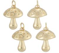 Beebeecraft 1 Box 8Pcs Mushroom Charms 18K Gold Plated 3D Mushroom Cute Small Plants Charm for Jewelry Making Keychain Necklace Bracelet Autumn Fall DIY Crafts