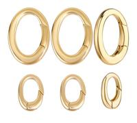 Beebeecraft 1 Box 8Pcs Oval Spring Gate Ring Real 18K Gold Plated Brass Metal Key Chain Connector for DIY Necklace Bracelet Jewelry Making