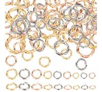 Beebeecraft 1 Box 90Pcs 3 Size Twisted Jump Rings Stainless Steel Colorful Rose Gold Silver Open Single Loop Small Circle Frames Key Chain Links Connector Rings for Jewelry Making 16~18 Gauge