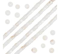 Beebeecraft 1 Box About 226Pcs Natural Freshwater Pearl Beads 4mm Flat Round Disc Heishi Loose Round White Beads for Summer Them Jewellery Making Bracelets Necklaces Crafts