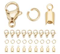 Beebeecraft 1 Box Jewelry Making Accessories Kit 18K Gold Plated 80Pcs Snap on Bails 80Pcs Open Jump Rings and 24K Gold Plated 40Pcs Lobster Claw Clasps for Jewellery Making Supplies