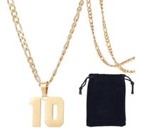 Beebeecraft 1 Box Number 10 Necklace Personalized Number Pendant 304 Stainless Steel Gold Figaro Chain Sport Athlete Numbers Necklaces for Men Women Baseball Football Team Sports Inspiration